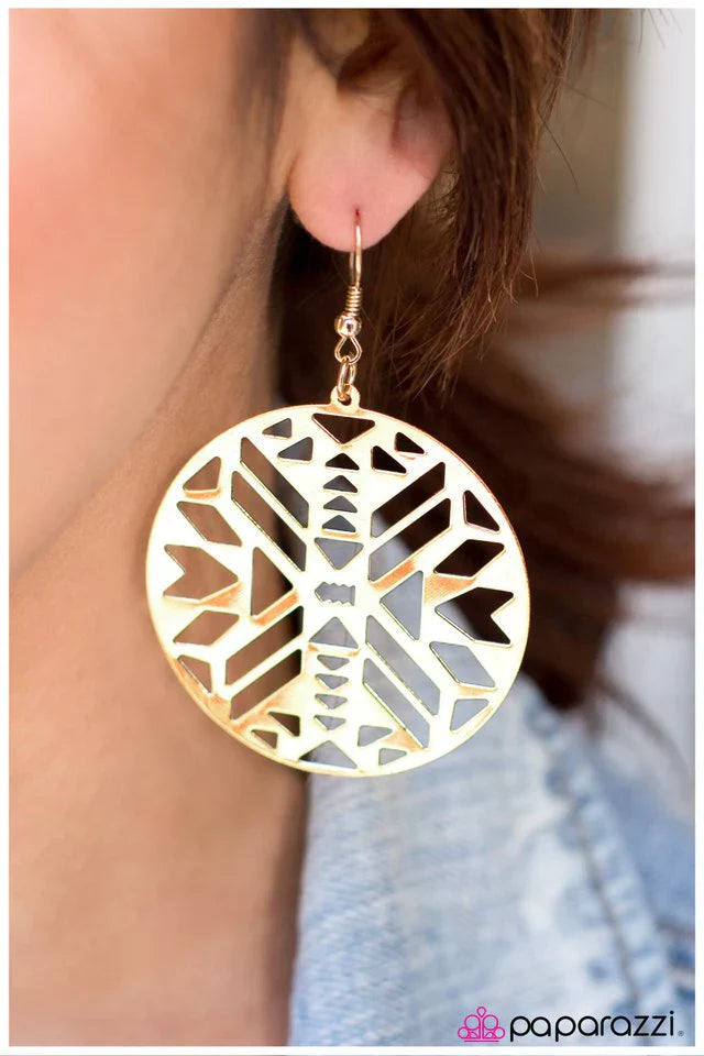 Paparazzi Earring ~ Dangerously Chic - Gold