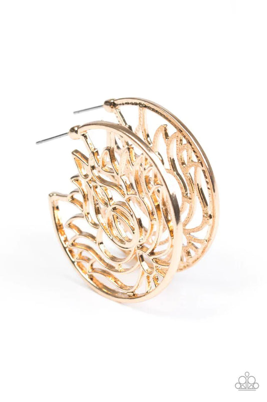 Paparazzi Earring ~ Lotus Legend - Gold