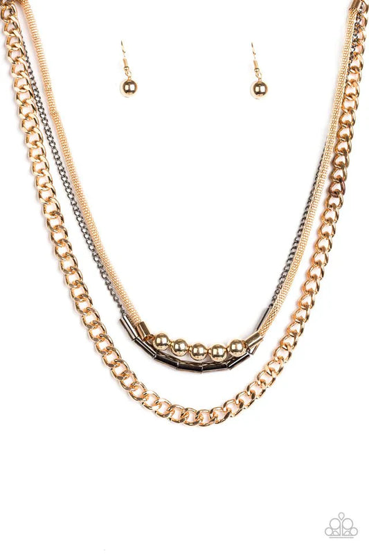 Paparazzi Necklace ~ Metal Melee - Gold