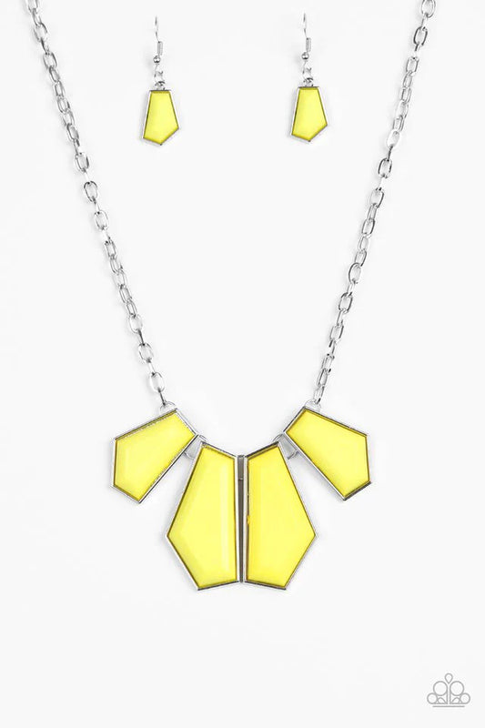 Paparazzi Necklace ~ Get Up and GEO - Yellow