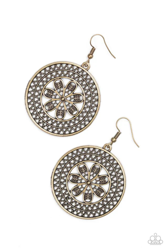Paparazzi Earring ~ Dandelion Deserts - Brass