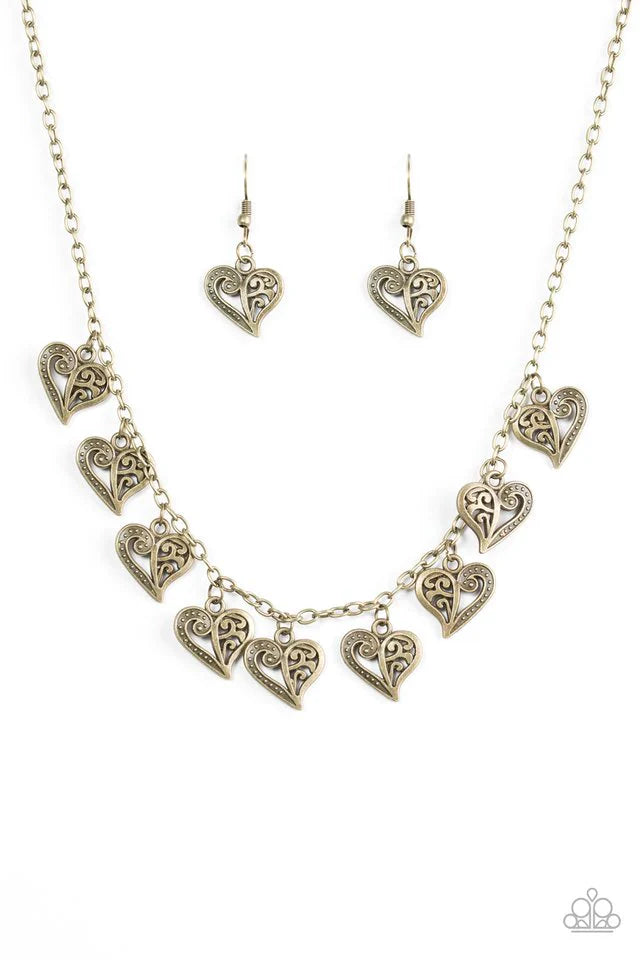 Paparazzi Necklace ~ Speaking From The Heart - Brass