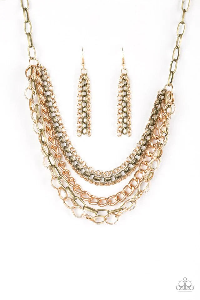 Paparazzi Necklace ~ Word On The Street - Brass