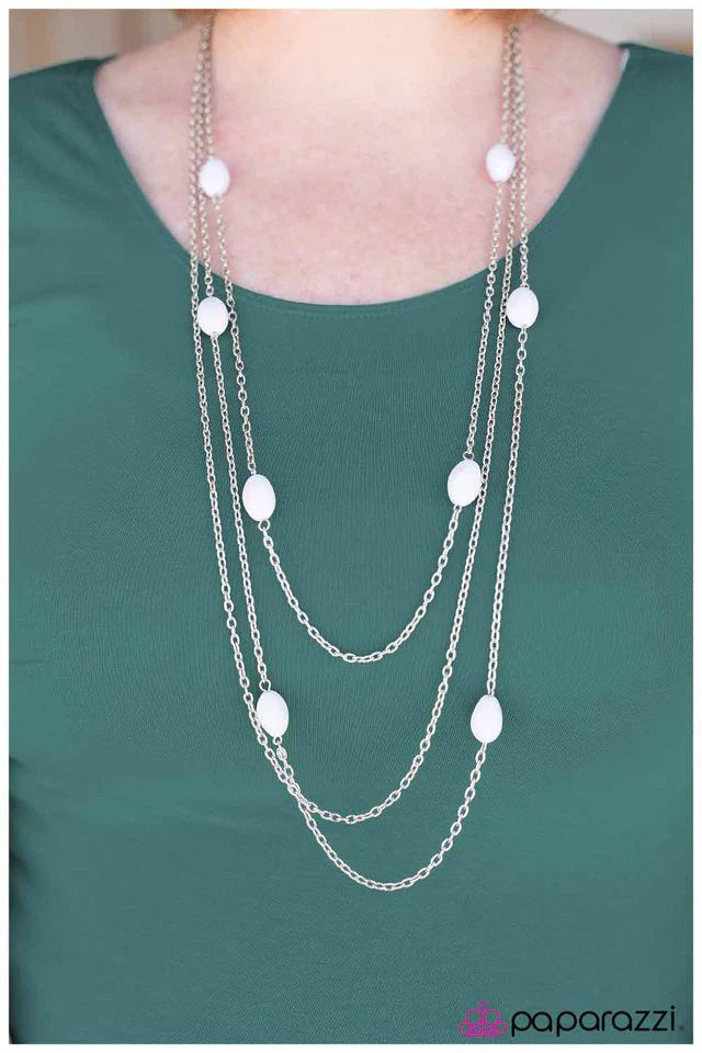 Paparazzi Necklace ~ Egging Me On - White