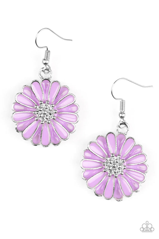 Paparazzi Earring ~ Distracted By Daisies - Purple