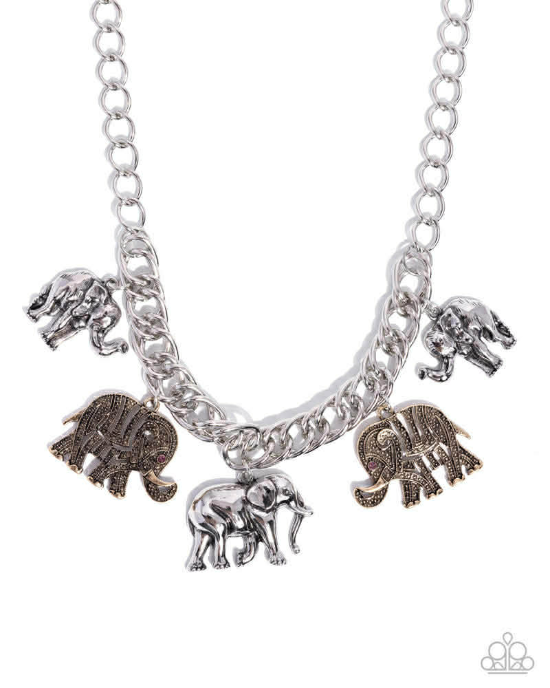 Paparazzi Necklace ~ Elephant Herd - Multi - Paparazzi Necklace Image