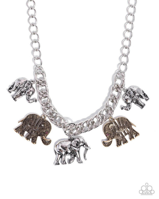 Paparazzi Necklace ~ Elephant Herd - Multi - Paparazzi Necklace Image