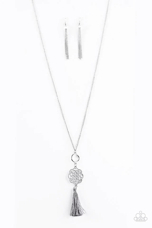 Paparazzi Necklace ~ Lotus Lounge - Silver
