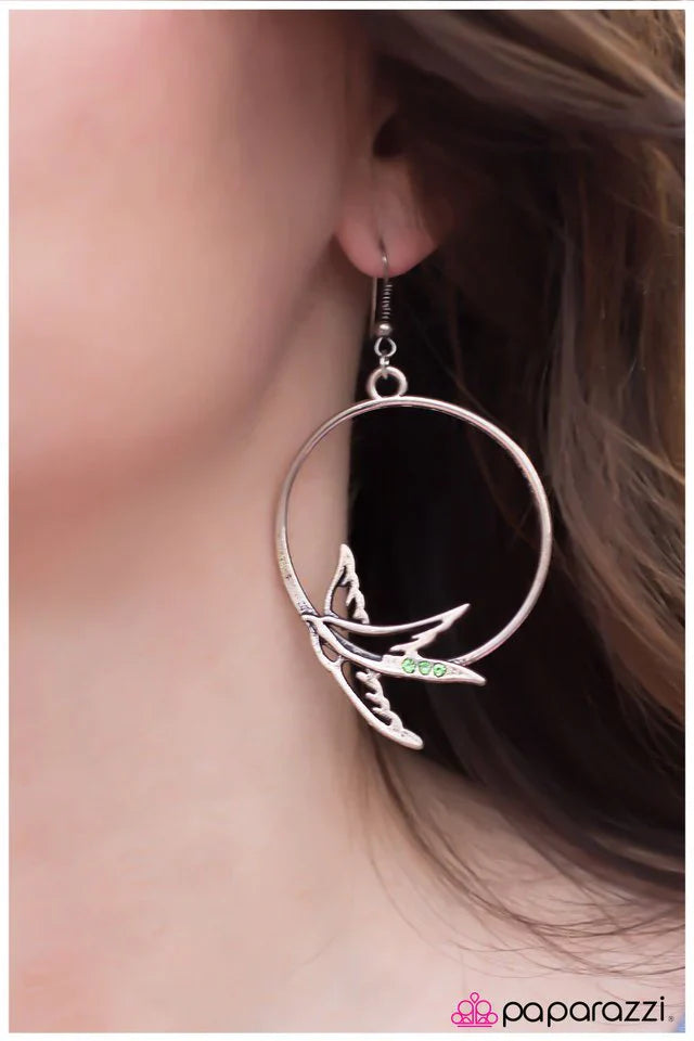 Paparazzi Earring ~ Taking Flight - Green
