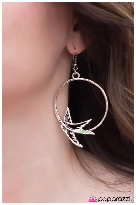 Paparazzi Earring ~ Taking Flight - Green