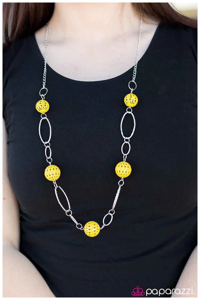 Paparazzi Necklace ~ Having A Ball - Yellow
