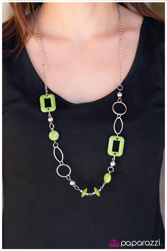 Paparazzi Necklace ~ Just Around the Corner - Green