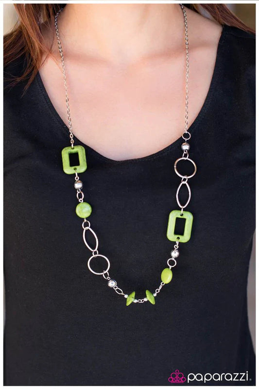 Paparazzi Necklace ~ Just Around the Corner - Green