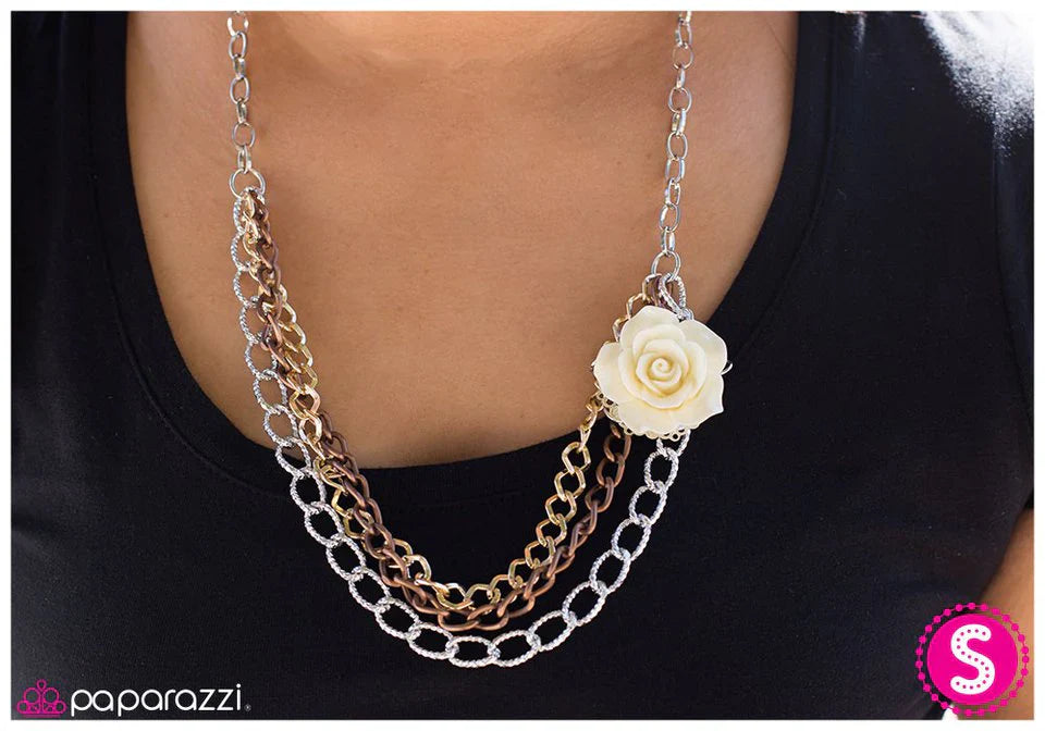 Paparazzi Necklace ~ Rough Around the Edges - White