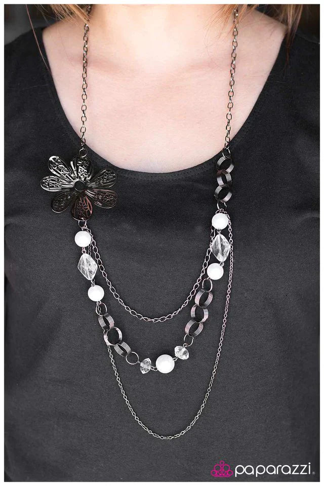 Paparazzi Necklace ~ Life Goes On - White