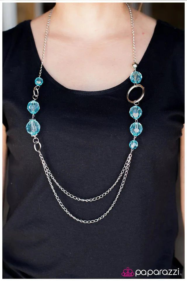 Paparazzi Necklace ~ Crystal Clear - Blue