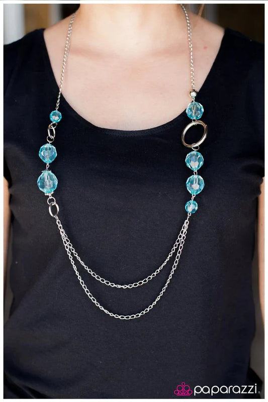 Paparazzi Necklace ~ Crystal Clear - Blue