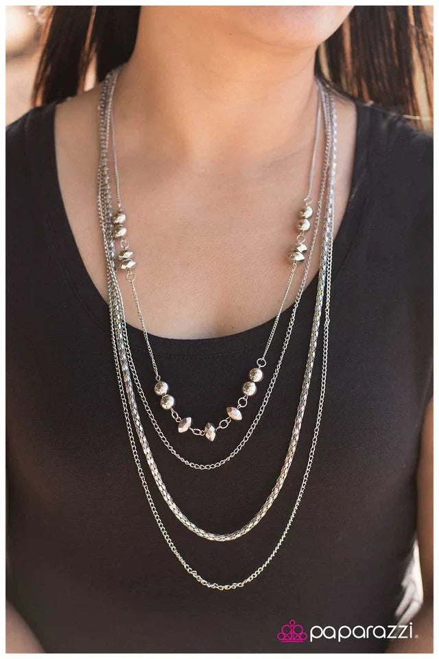 Paparazzi Necklace ~ Parallel Universe - Silver