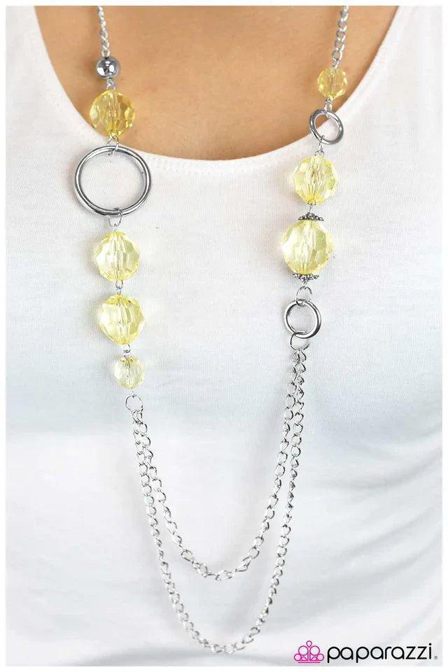 Paparazzi Necklace ~ Crystal Clear - Yellow
