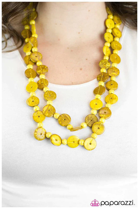 Paparazzi Necklace ~ Woodnt You Like to Know - Yellow