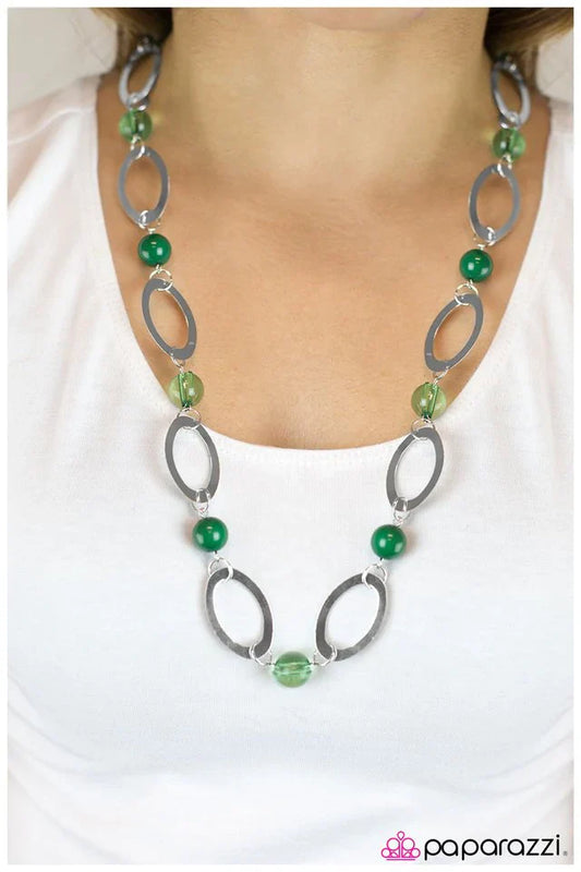 Paparazzi Necklace ~ Leisurely Luminous - Green