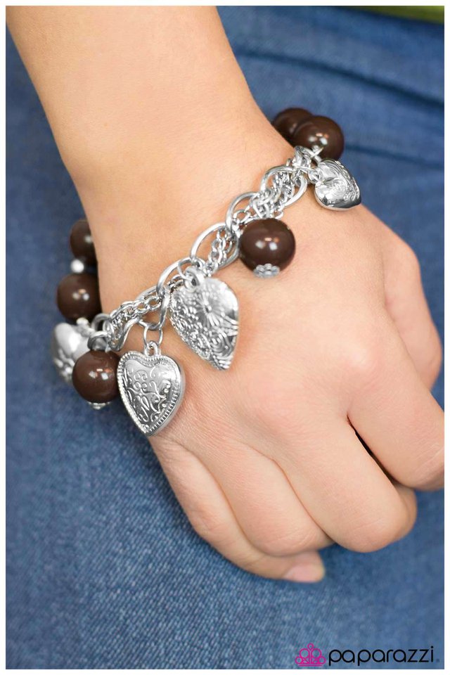Paparazzi Bracelet ~ Heart of Hearts - Brown