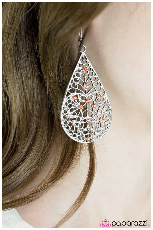Paparazzi Earring ~ At First Glance - Orange