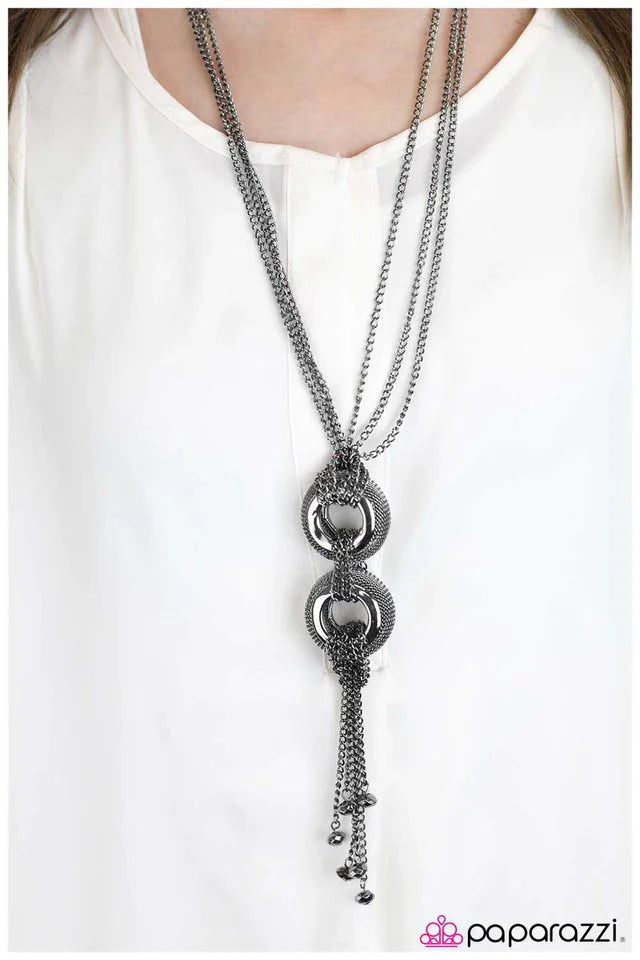 Paparazzi Necklace ~ Dazzling Duo - Black