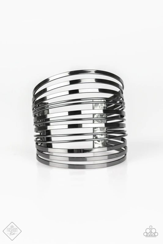 Paparazzi Bracelet ~ Front Line Shine  - Black