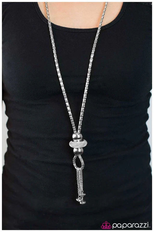 Paparazzi Necklace ~ Sliding By - Silver