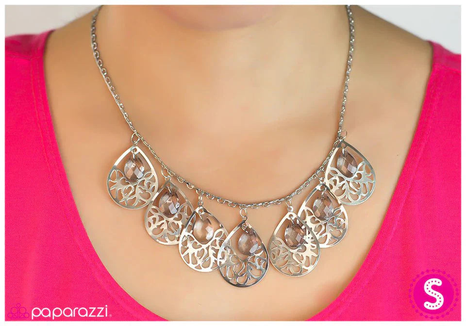Paparazzi Necklace ~ Happy Tears - Silver