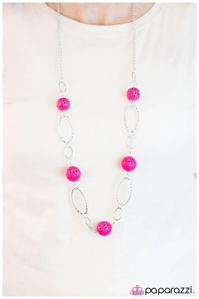 Paparazzi Necklace ~ Having A Ball - Pink