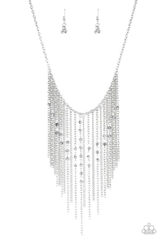 Paparazzi Necklace ~ First Class Fringe - Silver