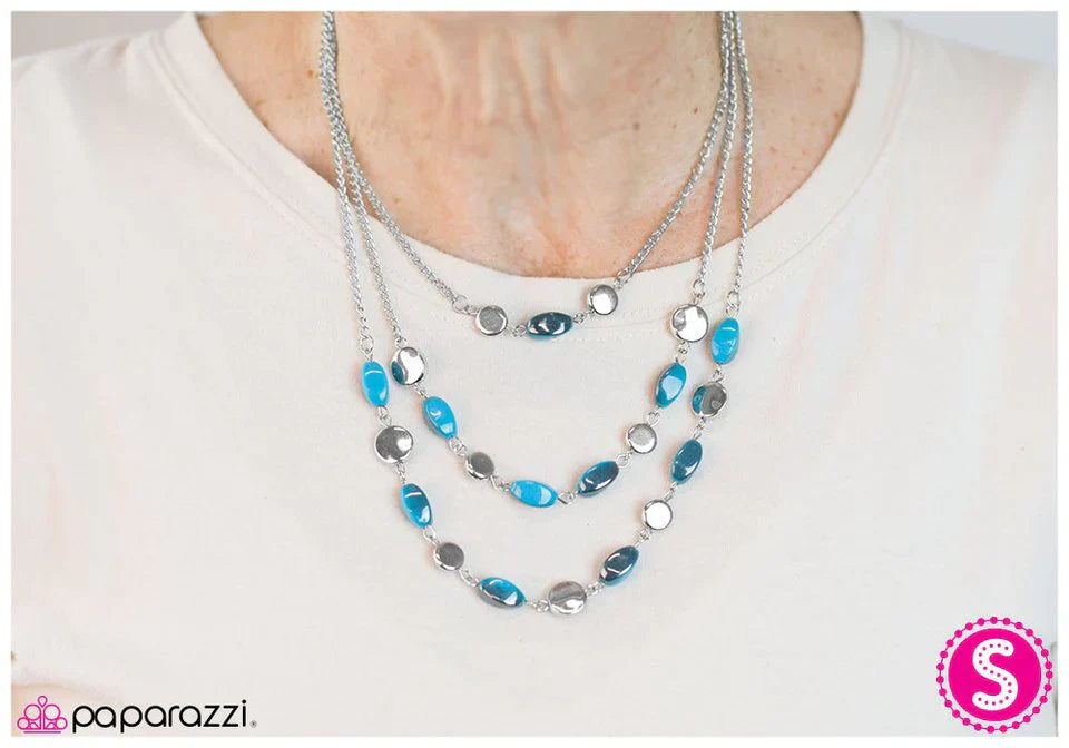 Paparazzi Necklace ~ Take A Look At Me Now- Blue