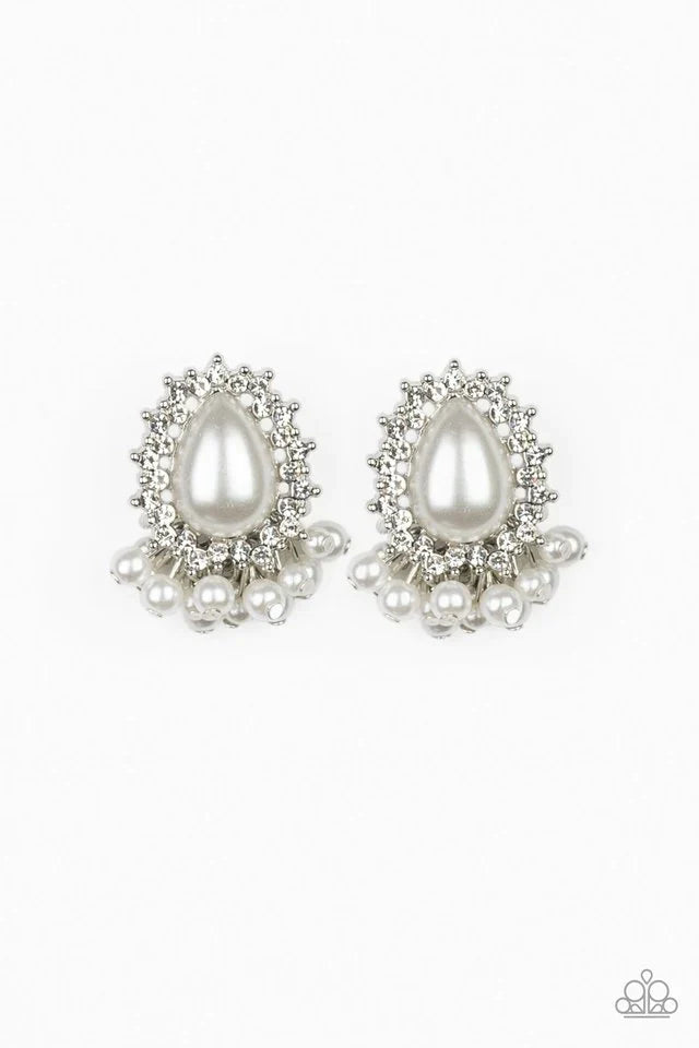 Paparazzi Earring ~ Castle Cameo - White