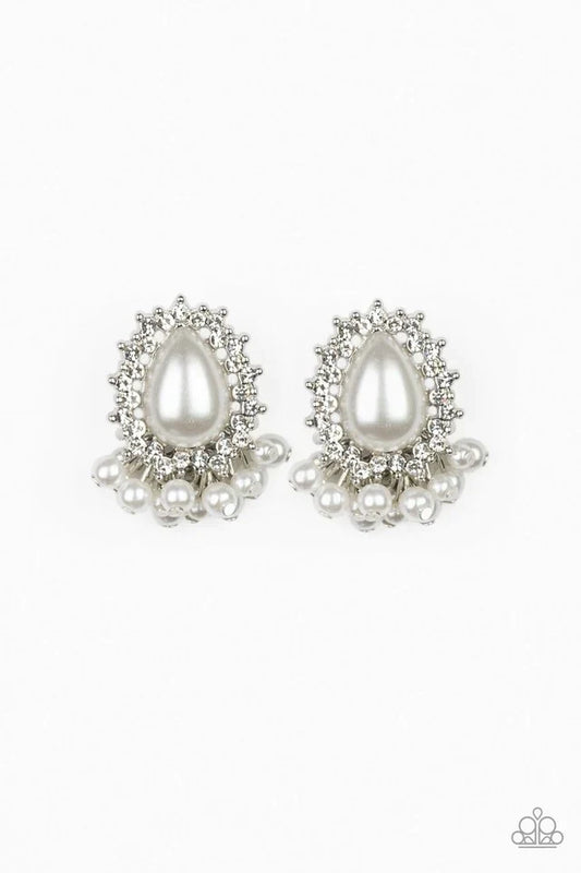 Paparazzi Earring ~ Castle Cameo - White