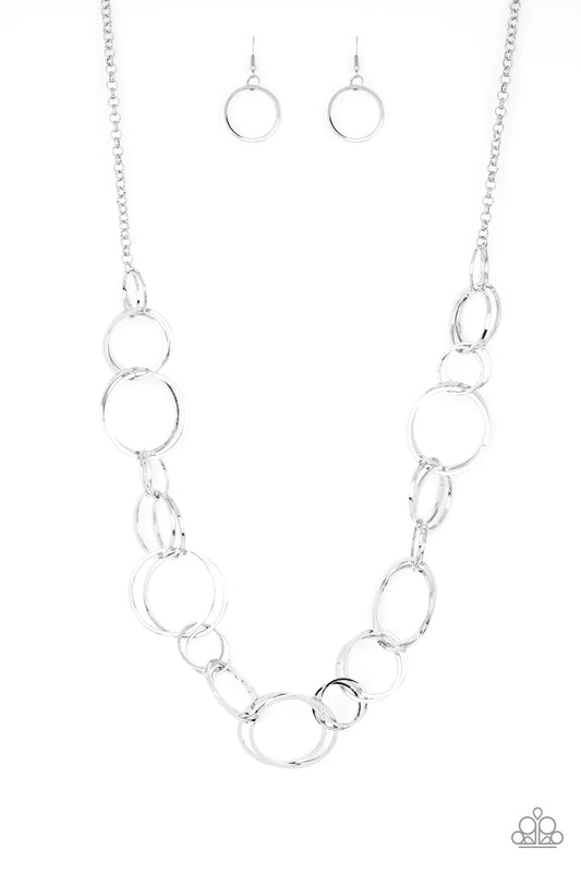 Paparazzi Necklace ~ Natural-Born RINGLEADER - Silver