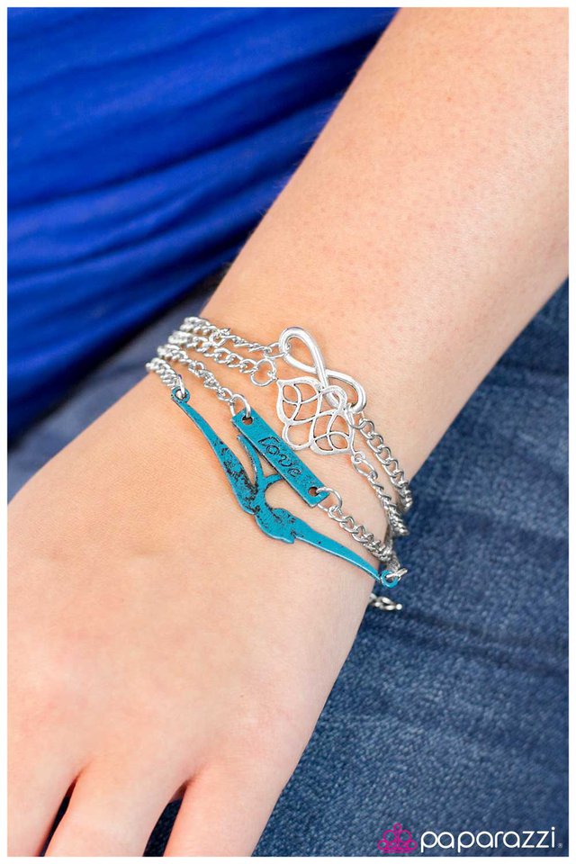 Paparazzi Bracelet ~ Then Love Swooped In - Blue