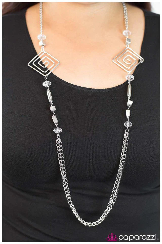 Paparazzi Necklace ~ Down the Rabbit Hole - White