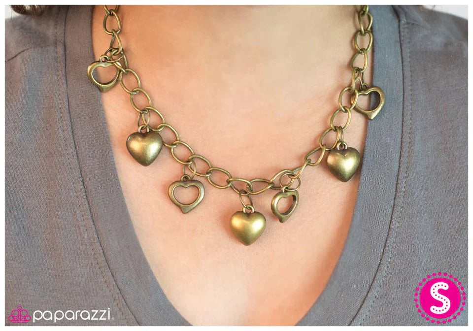 Paparazzi Necklace ~ Piece Of My Heart - Brass