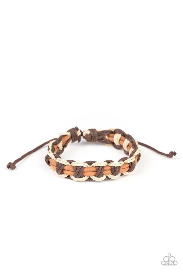 Paparazzi Bracelet ~ Dont WEAVE Me Hanging - Brown