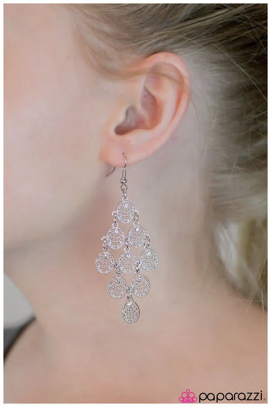 Paparazzi Earring ~ Lucy in the Sky with Diamonds - White