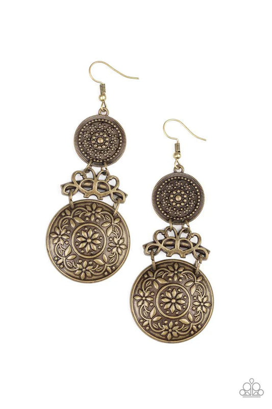 Paparazzi Earring ~ Garden Adventure - Brass