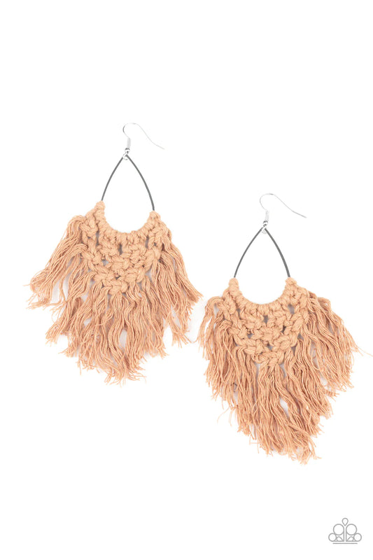 Paparazzi Earring ~ Oh MACRAME, Oh My - Brown