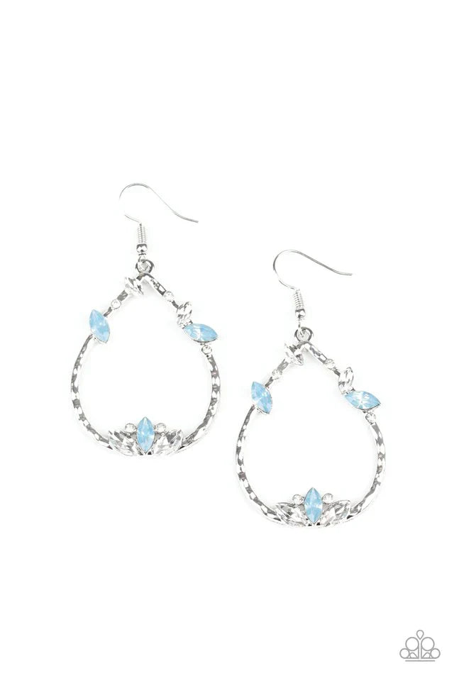 Paparazzi Earring ~ Lotus Ice - Blue