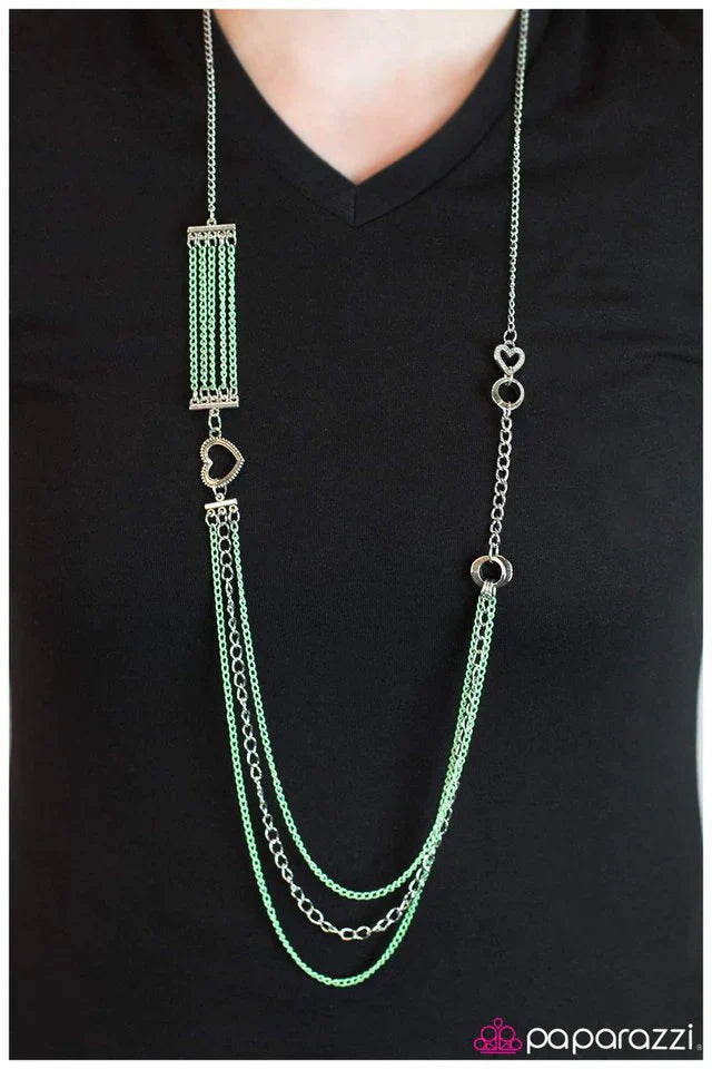 Paparazzi Necklace ~ Head Over Heels - Green