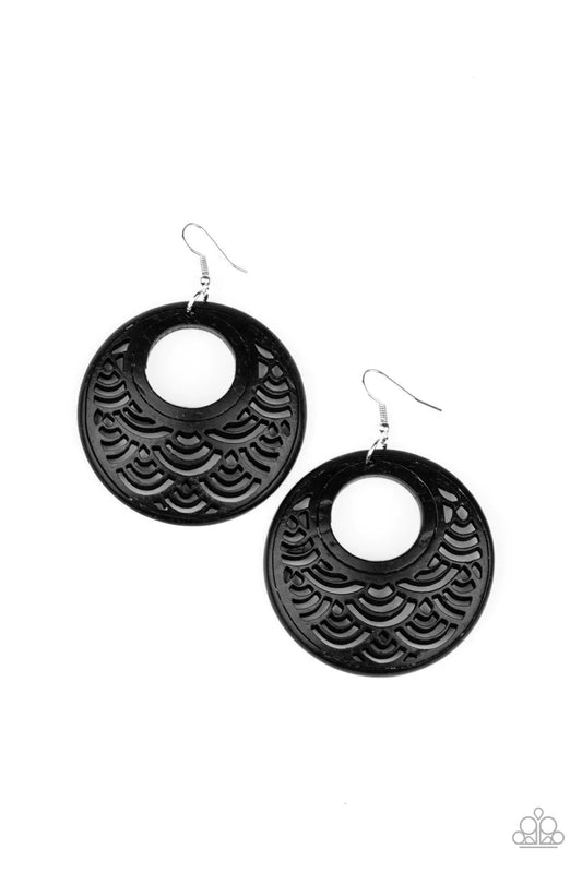 Paparazzi Earring ~ Tropical Canopy - Black