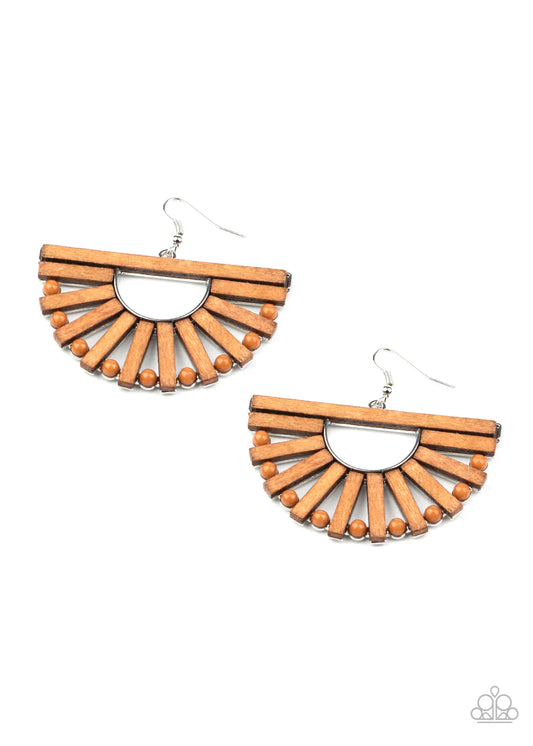 Paparazzi Earring ~ Wooden Wonderland - Brown