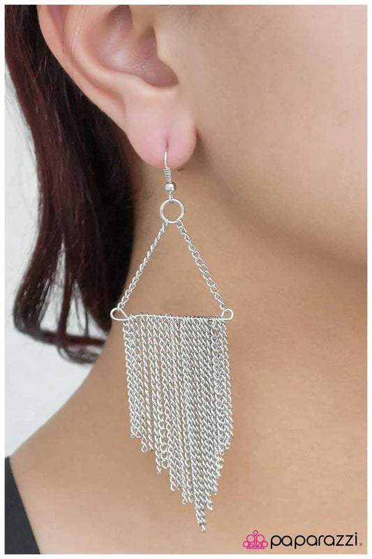 Paparazzi Earring ~ Pulling My Chain - Silver