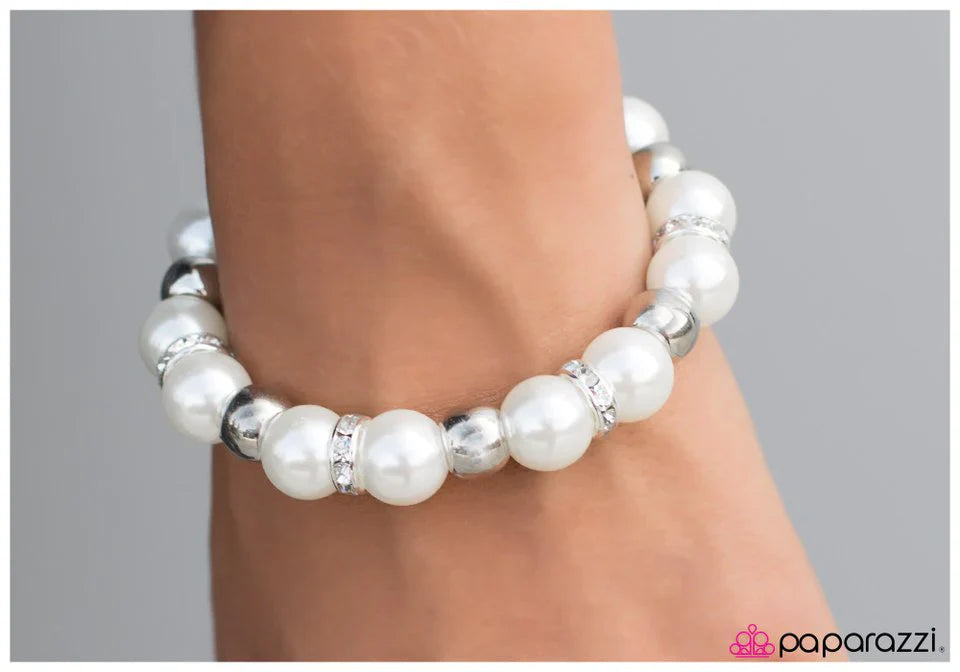 Paparazzi Bracelet ~ Tickled Pink- White